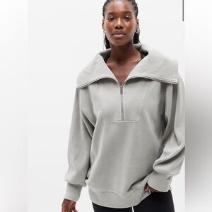 Athleta Ottoman Rib 1/4 Zip Sweatshirt in Featherstone Size Large NWT RT $139